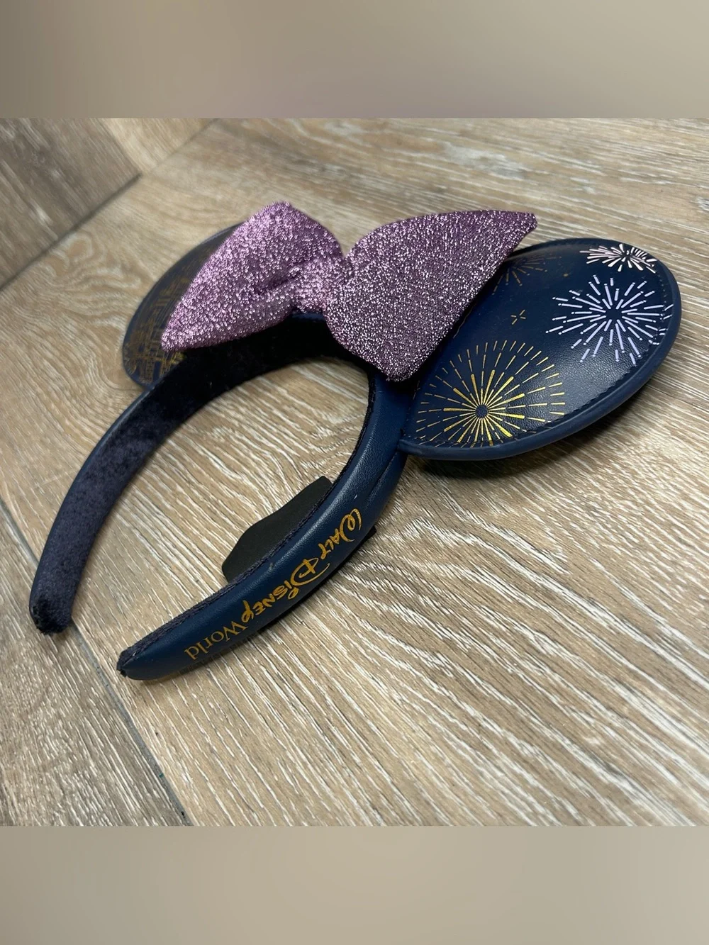 Disney Parks Walt Disney World Castle Fireworks Minnie Ears Purple Bow Navy⁠